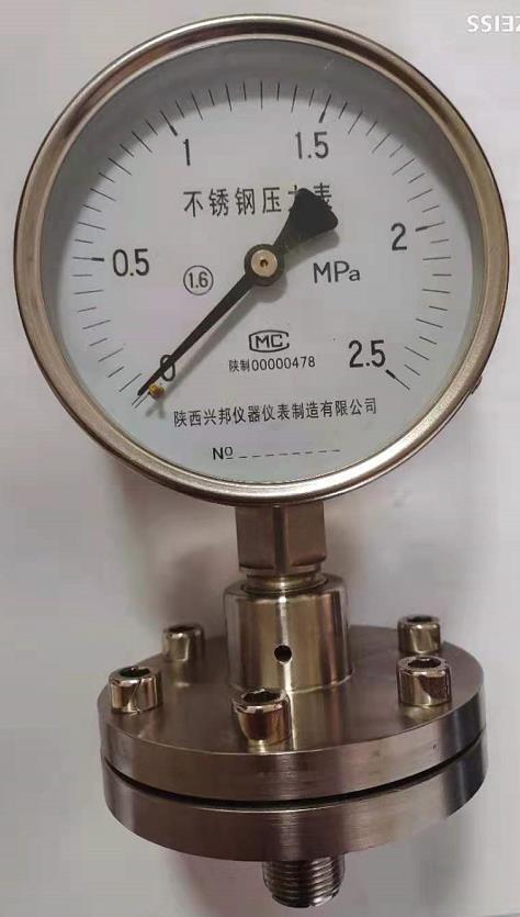 不锈钢隔膜压力表，YTPF-60/100/150,1.6级，-0.1-0-60MPA